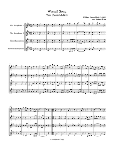Wassail Song (Sax Quartet AATB) (arr. Jordan Grigg)