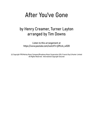 After You've Gone (arr. Tim Downs)