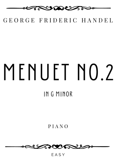 Handel - Menuet No.2 in G minor - Easy (arr. Piacere Music Sheets)