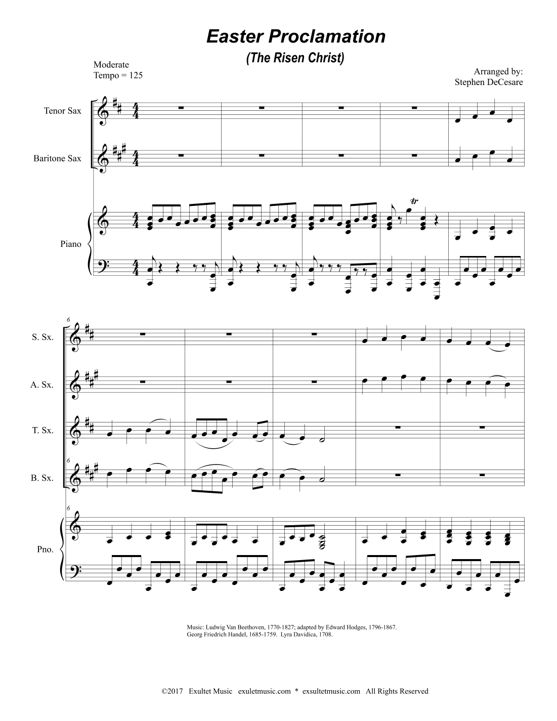 Easter Proclamation (The Risen Christ) (Saxophone Quartet and Piano)