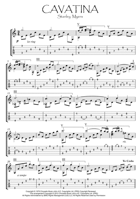 Cavatina (arr. PianoSheetNow)