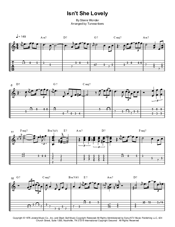 Isn't She Lovely (arr. Tunescribers)