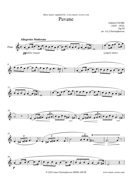 Op.50 Pavane - Solo Flute (arr. Anne Christopherson GRSM ARCM)