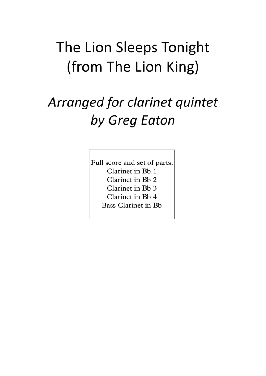 The Lion Sleeps Tonight (arr. Greg Eaton)