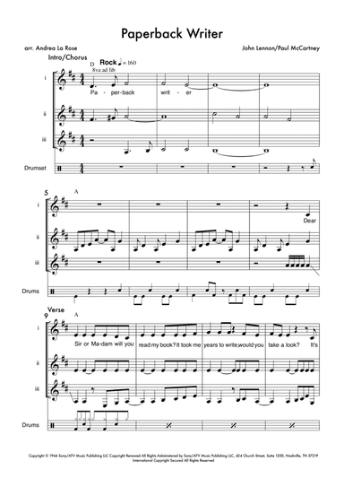 Paperback Writer (arr. Andrea La Rose)