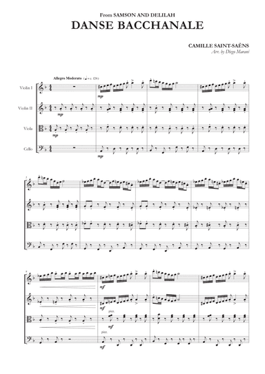 Danse Bacchanale for String Quartet (arr. Diego Marani)
