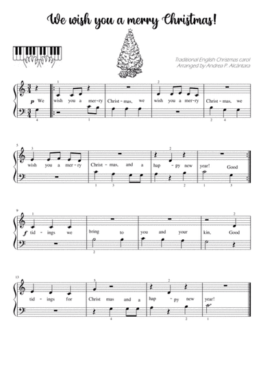 We wish you a merry Christmas! (for beginner pianists) (arr. Andrea P. Alcántara)