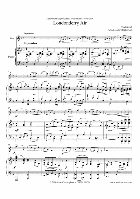 Londonderry Air - Flute and Piano - lower (arr. Anne L Christopherson GRSM ARCM)