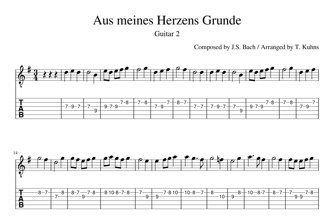 Aus meines Herzens Grunde (arr. Terry Kuhns)