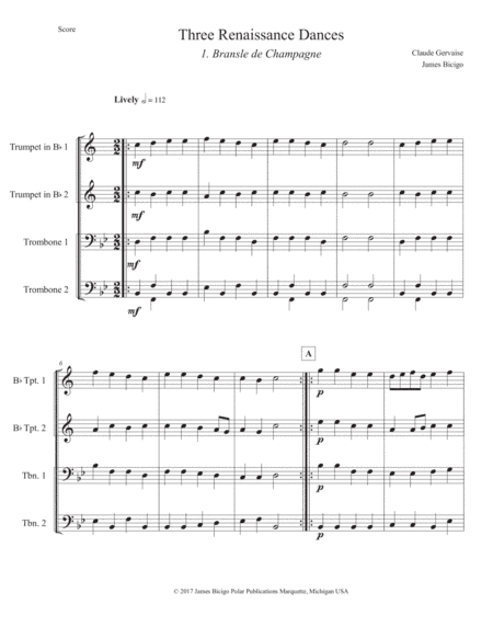 Three Renaissance Dances (arr. James Bicigo)