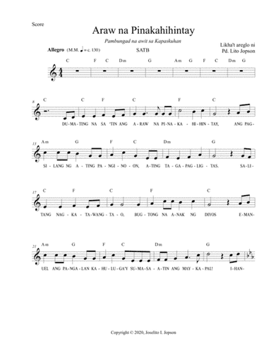 Araw na Pinakahihintay (SATB)