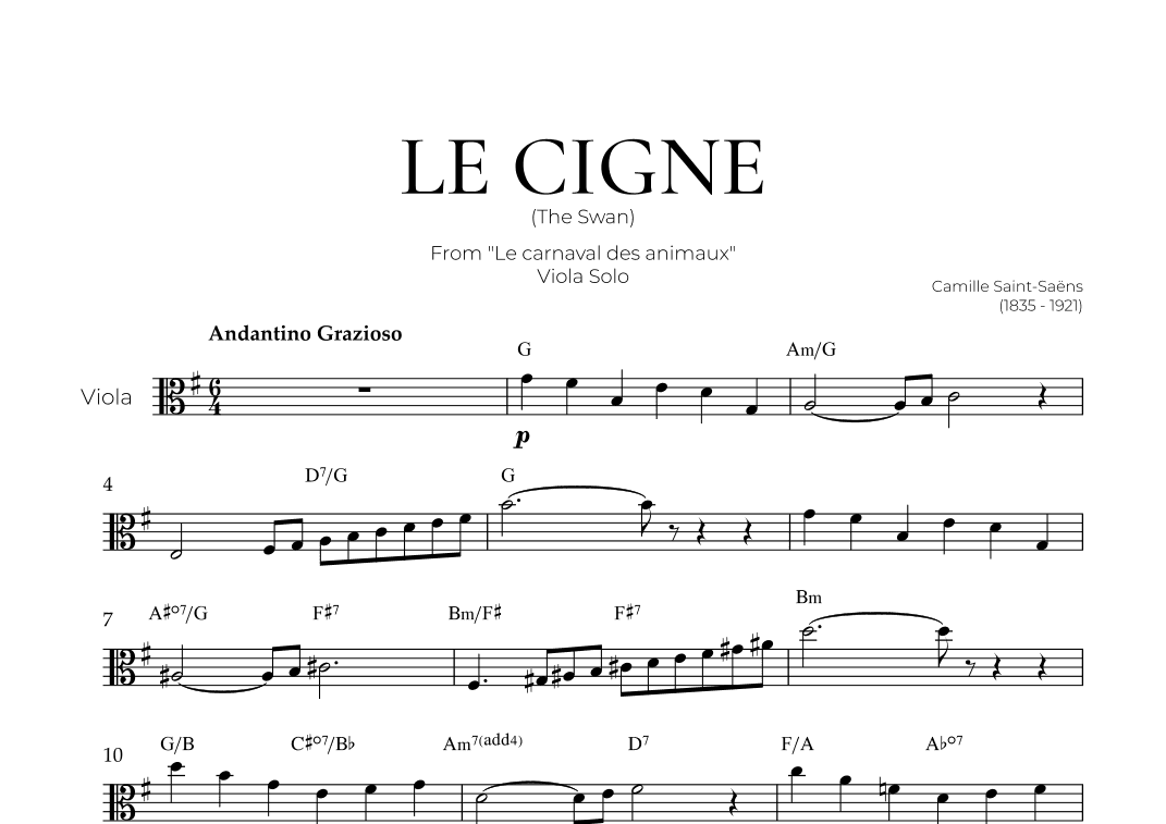 The Swan (Viola Solo) - Saint Saens (arr. Pedro Merendi)