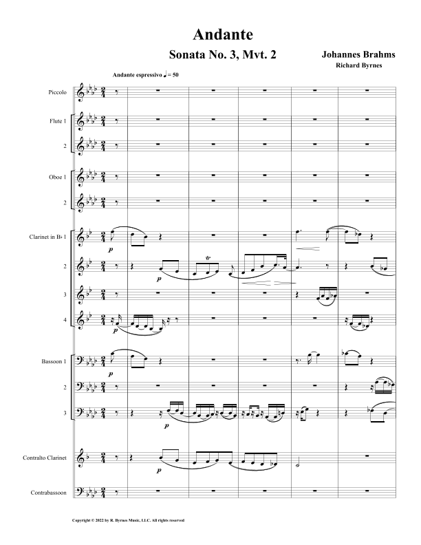 Andante, Op. 5, Mvt. 2 (Woodwind Choir) (arr. Richard Byrnes)