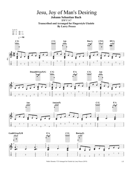 Jesu, Joy of Man's Desiring (Fingerstyle Ukulele) (arr. Larry Preece)