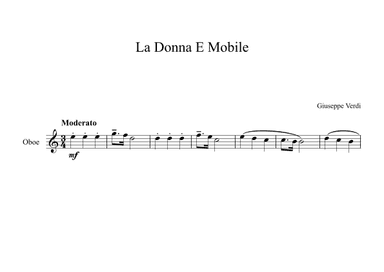 La Donna E Mobile - Giuseppe Verdi (Oboe) (arr. Digital Book Music)