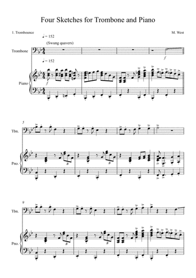 Four Sketches for Trombone & Piano -  1. Trombounce