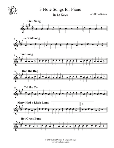 3 Note Songs for Piano in 12 Keys (arr. Bryan Kujawa)
