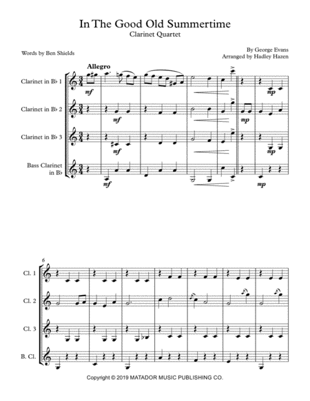 In The Good Old Summertime (arr. Hadley Hazen)