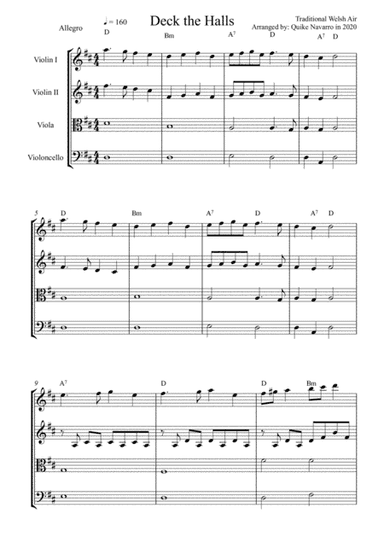 Deck The Halls (string quartet) (arr. Quike Navarro)
