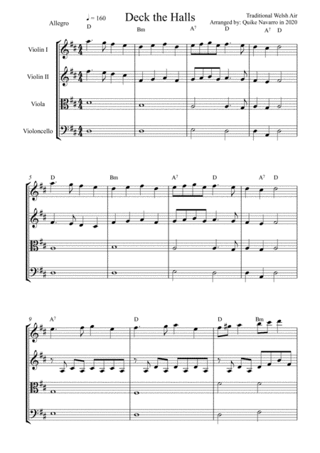 Deck The Halls (string quartet) (arr. Quike Navarro)