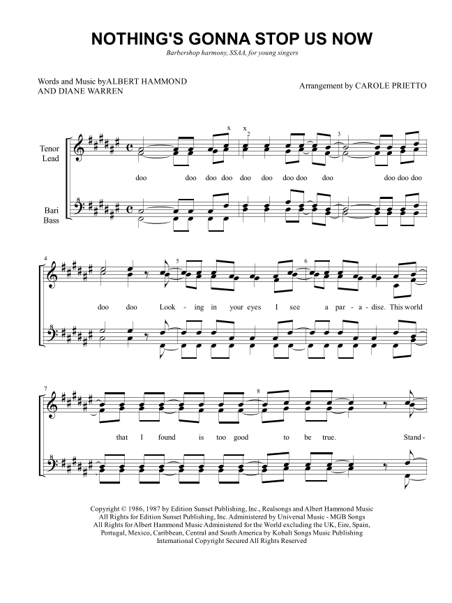Nothing's Gonna Stop Us Now (arr. CAROLE PRIETTO)