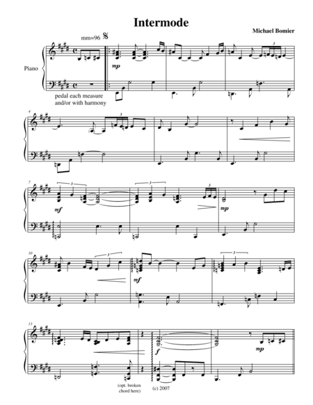 Intermode, a jazz piano solo from Modern Solos