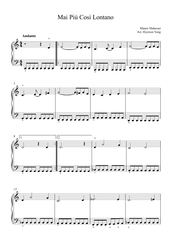 Mai Piu' Cosi' Lontano (arr. Hyewon Yang)