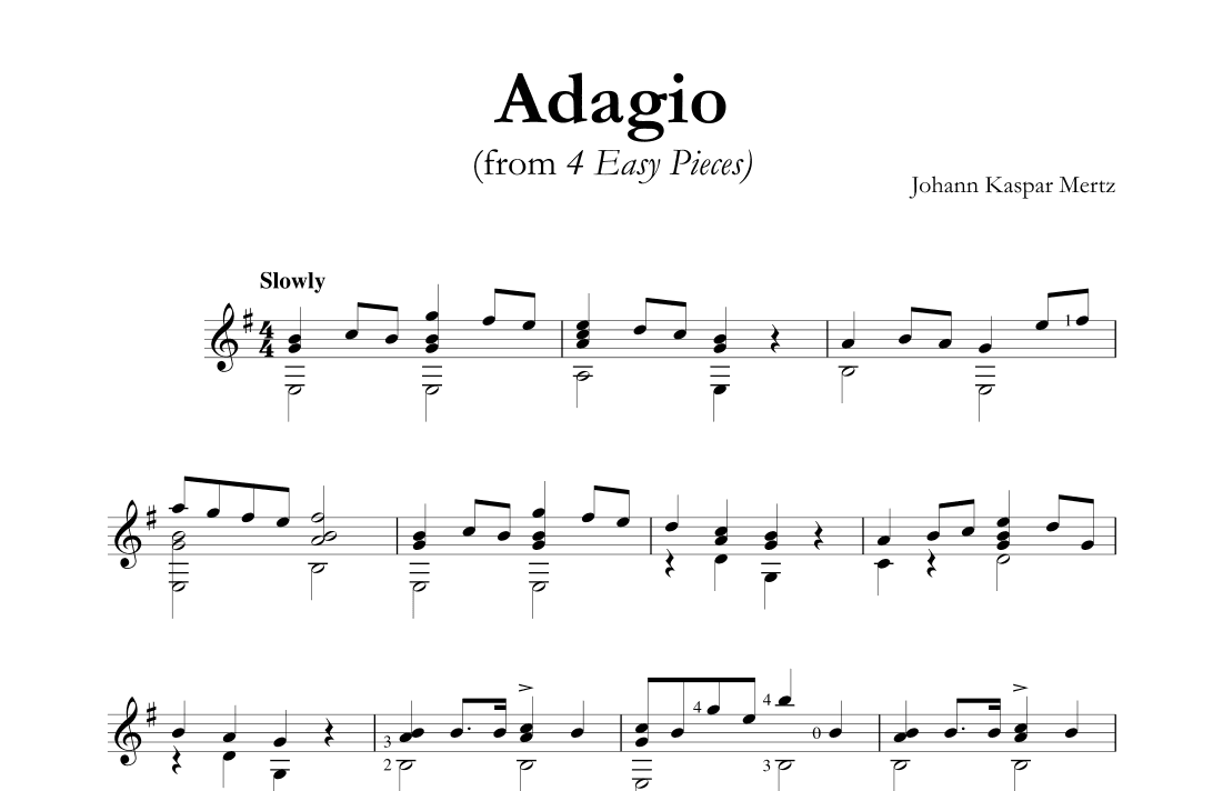 Adagio (from 4 Easy Pieces) (arr. Johann Kaspar Mertz)
