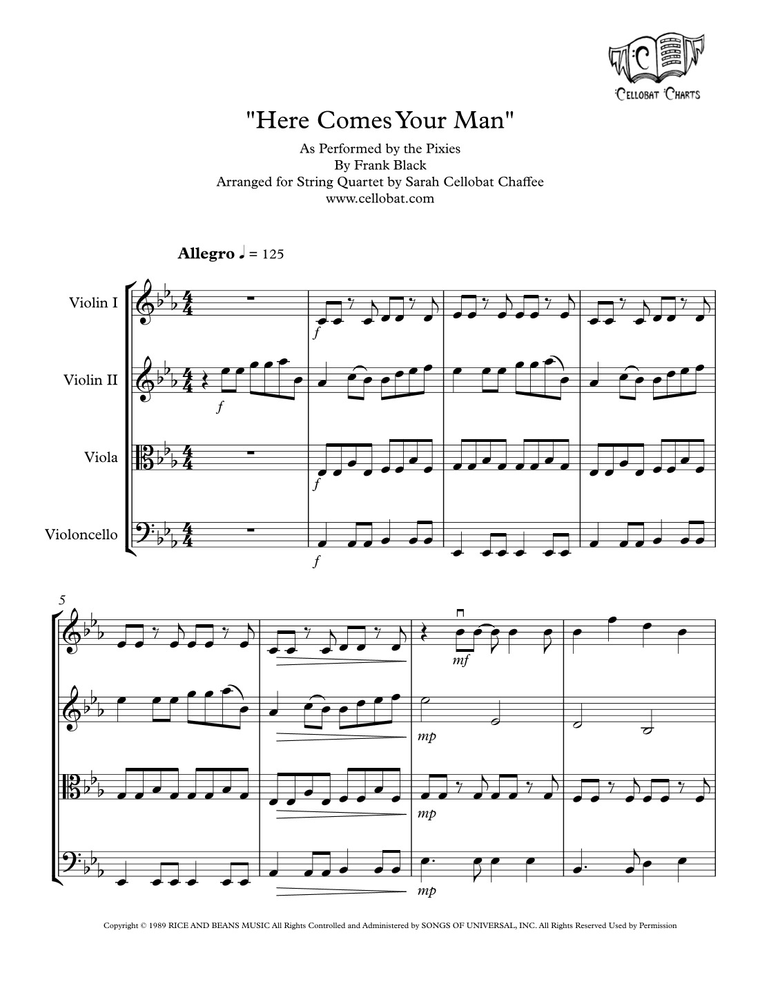 Here Comes Your Man (arr. Sarah Cellobat Chaffee)