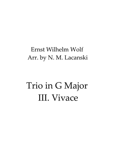 Trio in G Major III. Vivace (arr. Nick Lacanski)