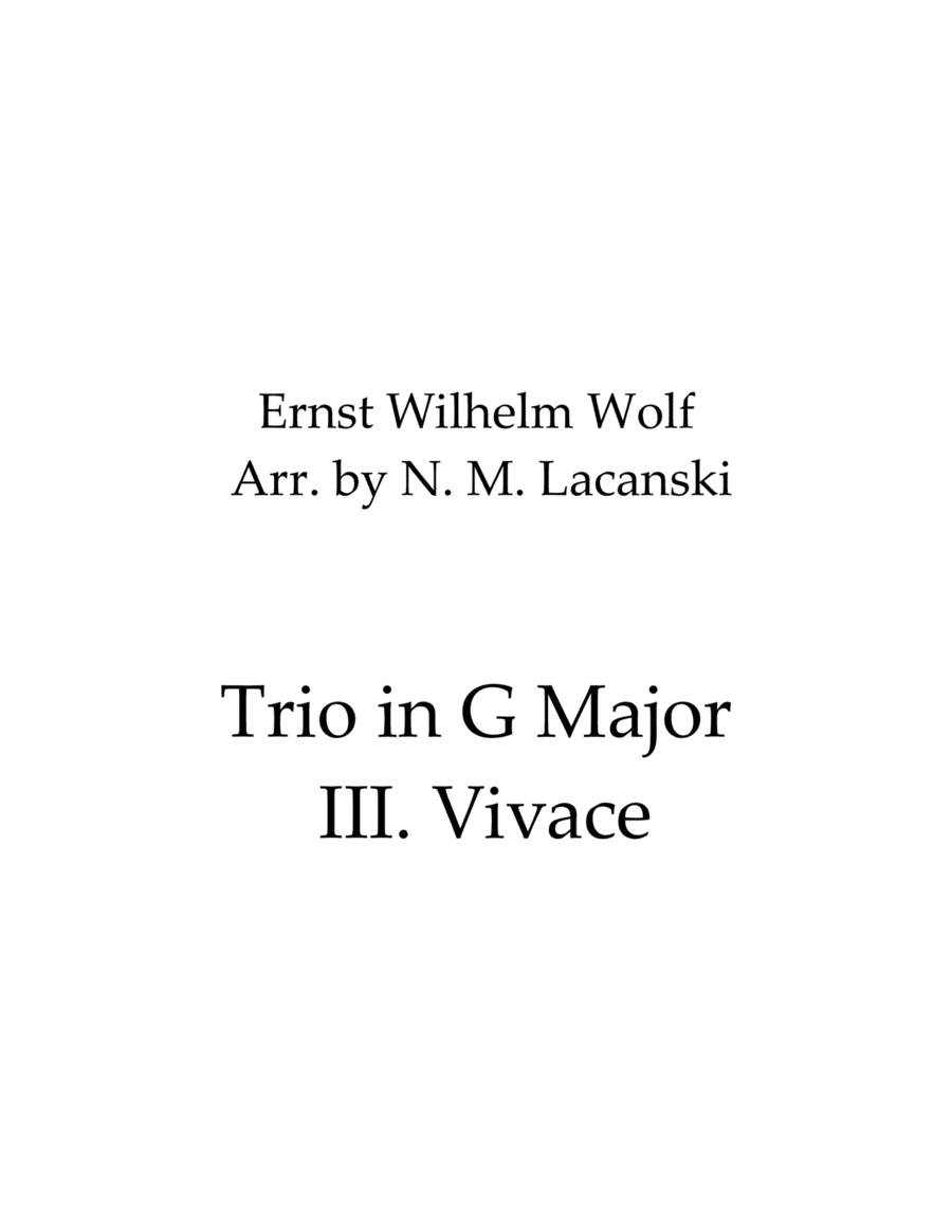 Trio in G Major III. Vivace (arr. Nick Lacanski)