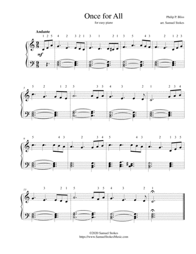 Once for All (Free from the Law, O Happy Condition) - for easy piano (arr. Samuel Stokes)