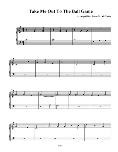 Take Me Out To The Ballgame (arr. Arranged by Diane M. McGahee)