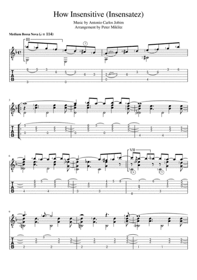 How Insensitive (insensatez) (arr. Peter Miklitz)