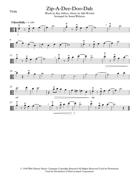 Zip-A-Dee-Doo-Dah (arr. Susan Whitacre)