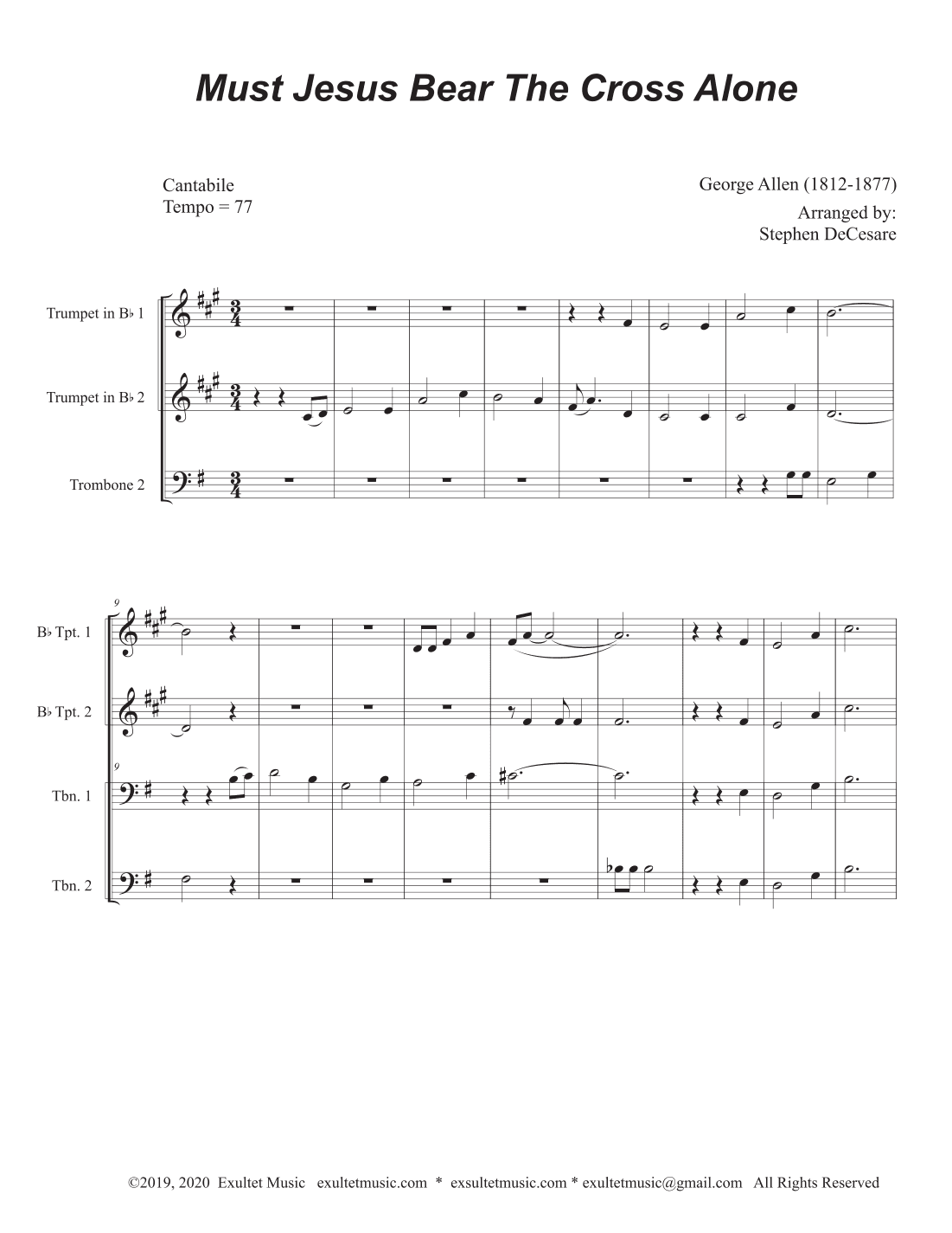 Must Jesus Bear The Cross Alone (Brass Quartet and Piano - Alternate Version) (arr. Stephen DeCesare)