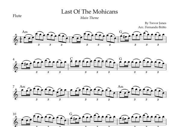 Last Of The Mohicans (main Theme) (arr. Fernando Britto)