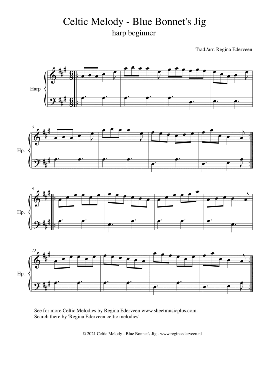 Celtic Melody - Blue Bonnet's Jig - harp beginner