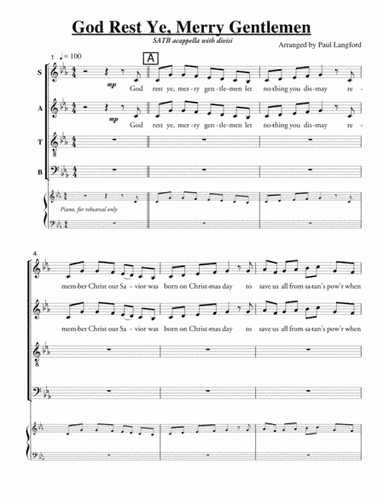 God Rest Ye, Merry Gentlemen - SATB acappella (arr. Paul Langford)