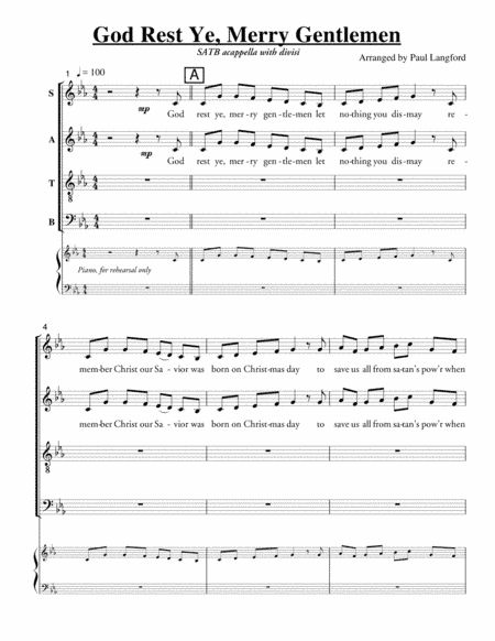 God Rest Ye, Merry Gentlemen - SATB acappella (arr. Paul Langford)