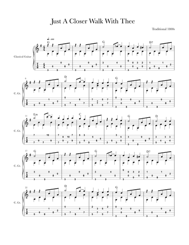 Just A Closer Walk With Thee - Classical Guitar (arr. Ron k Wiggins)