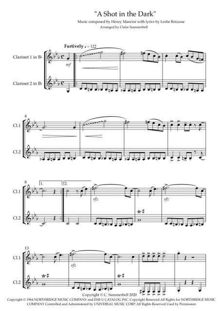 A Shot In The Dark (arr. Claire Summerbell)