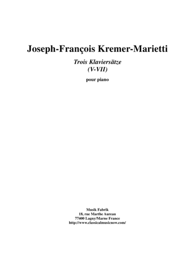 Joseph-François Kremer: Klaviersatzen no. 5-7
