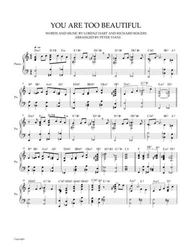 You Are Too Beautiful (arr. Peter Viani)
