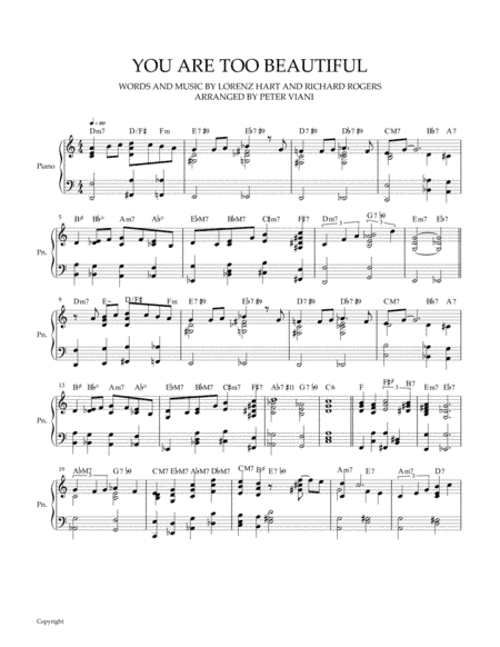 You Are Too Beautiful (arr. Peter Viani)