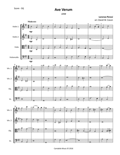 Ave Verum ILP 5 (Perosi) STRING QUARTET (arr. David W. Cason)