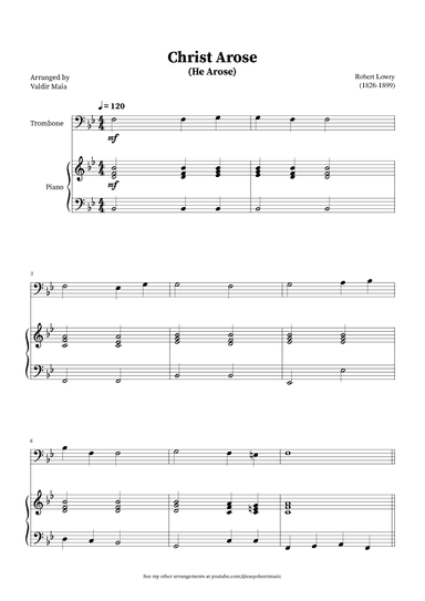 Christ Arose (He Arose) -  Trombone and Piano (arr. Valdir Maia)