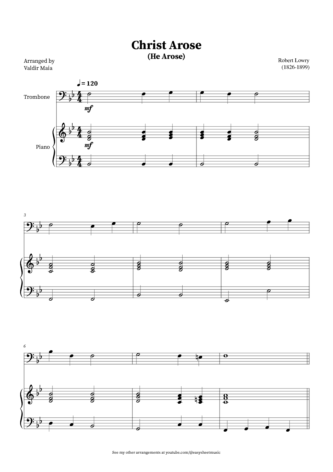 Christ Arose (He Arose) -  Trombone and Piano (arr. Valdir Maia)