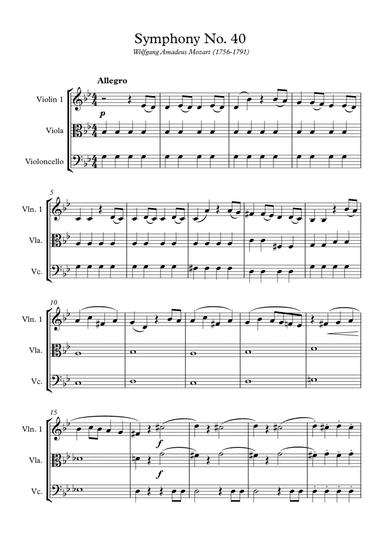 Mozart - Symphony No. 40  (String Trio) (arr. Wesley S. SIlva)