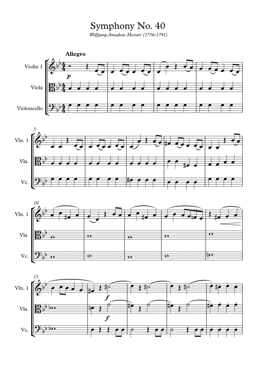 Mozart - Symphony No. 40  (String Trio) (arr. Wesley S. SIlva)